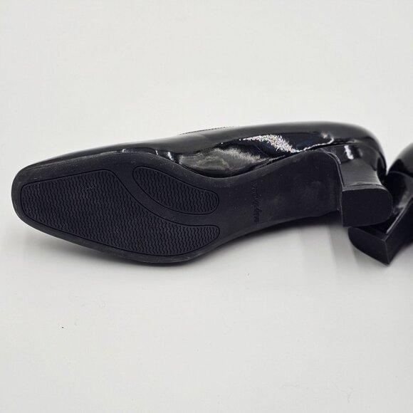 Easy Street Black Patent Leather Low Block Heel Shoes Y2K Office Career - Picture 6 of 11